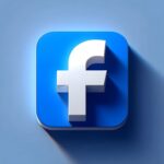 A blue and white facebook logo with a white logo…